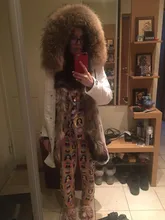 BLUENESSFAIR-abrigo de piel auténtica de zorro para mujer, chaqueta de invierno, Parka larga, Cuello de piel de mapache Natural, ropa de calle cálida