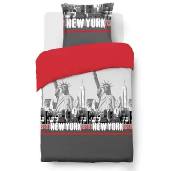 

Duvet cover VISION New York - 100% cotton-1 duvet cover 140x200 cm + 1 pc pillow 65x65 cm-Network and gray