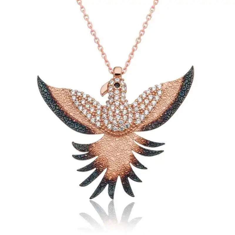 KUTAYDAN 925 Sterling Silver Zümrüdü Phoenix Necklace