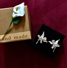 Lotus Fun-pendientes de plata de primera ley con forma de flor para mujer, aretes pequeños, plata esterlina 925 Plata de Ley auténtica, oro de 18 quilates, 18K, diseño fino, hecho a mano