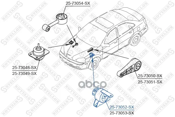 25-73052-Sx_подушка Двс Левая! Daewoo Lacetti 1.4/1.6 Dohc Mpi 04 Stellox 2573052sx Stellox арт. 2573052SX