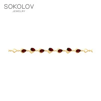 

Bracelet SOKOLOV gold with Garnet fashion jewelry 585 women's male