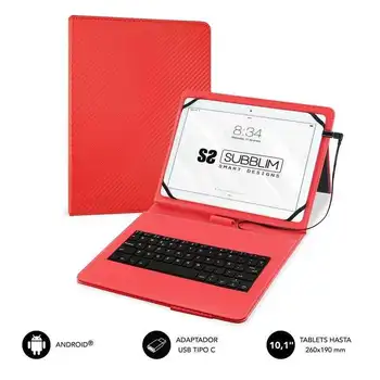

Keyboard cover subblim keytab pro usb red-for 10.1 '/25.65cm tablet-microusb with type-C adapter-flap closure