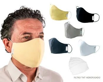 

FACE PACK 5 reusable washable masks 3 layers elastic fit to ear + 5 filters TNT hydrofugated