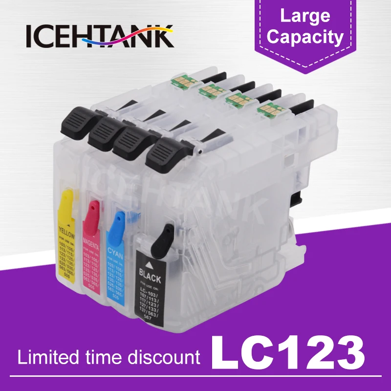 ICEHTANK чернильные картриджи для принтера многоразового использования для Brother LC 121 123 125 127 129 XL MFC-J4410DW J4510DW J4610DW J4710DW J470DW