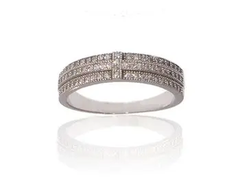 

Rhodium plated sterling silver ring with three zircon bands.