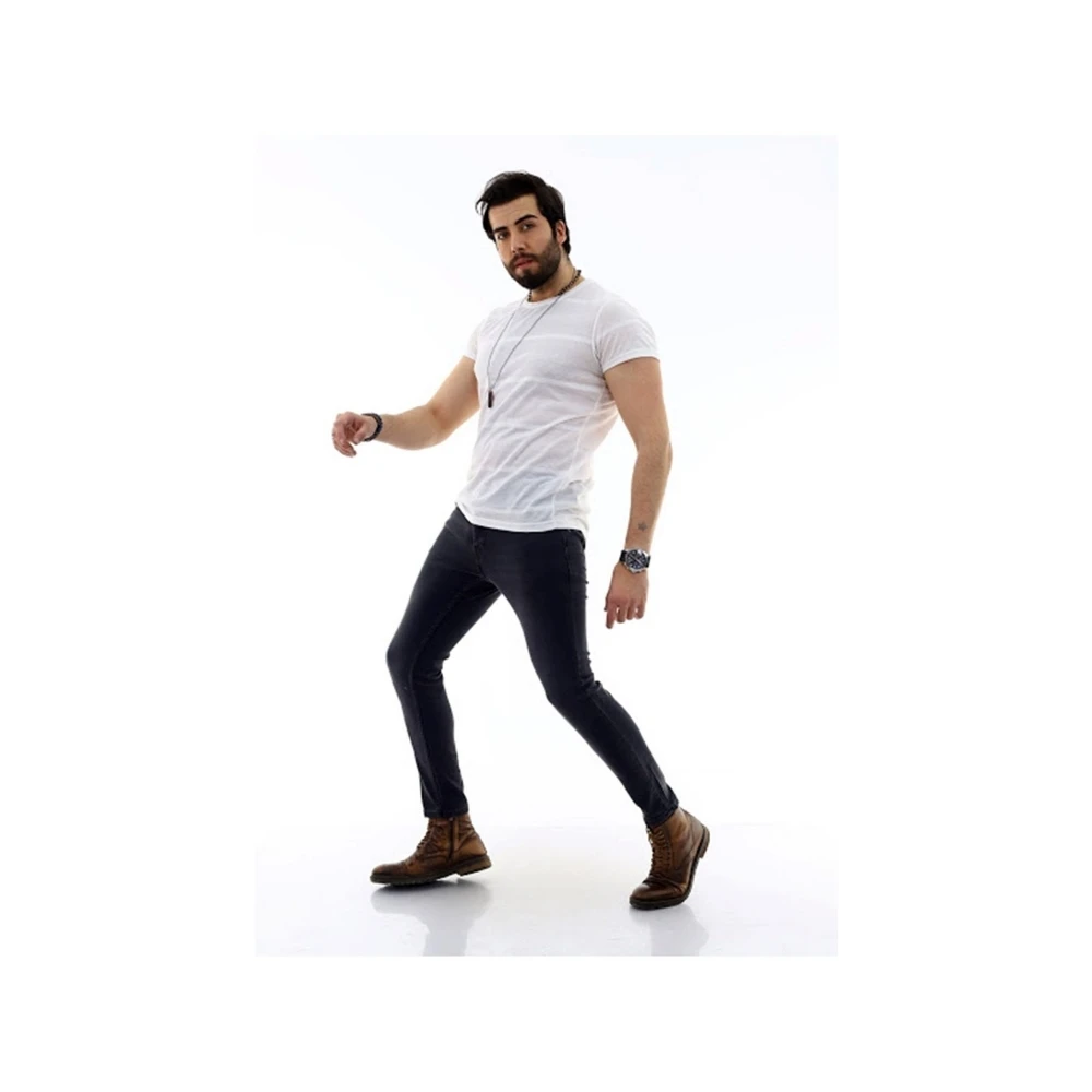 Men's Slim Fit Smoked Jeans 2021 New Season Clothing High Waist Skinny Leg Jeans Four Pockets Full Length Flexible Casual