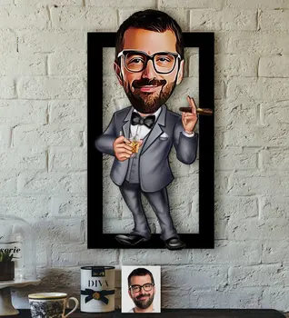 

Personalized Mr Boss Caricature OF 3D Wood Tablo-3 Reliable Quality Custom Design Funny Fun Home Dekarasyon the gift