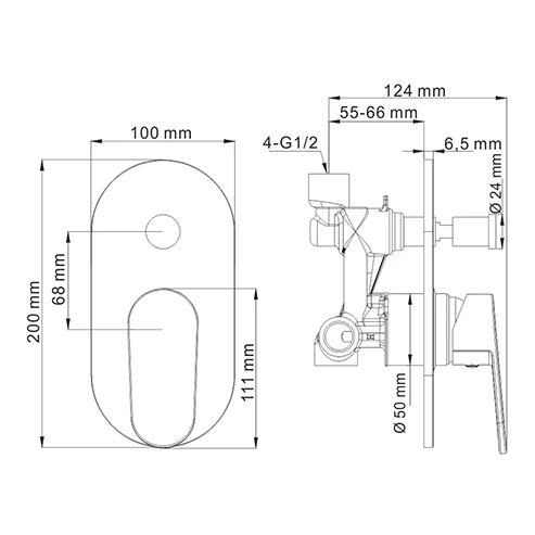 Смеситель для ванны WasserKRAFT Donau 5361(Настенный, однозахватный, с керамическим картриджем, гибкая подводка воды