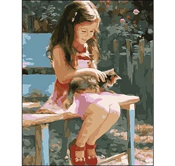 

Painting on the numbers on canvas 40x50 cm "girl with a kitten" Red Cat st113