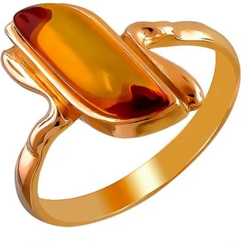 

Esthete ring with 1 Amber made of silver with gilding