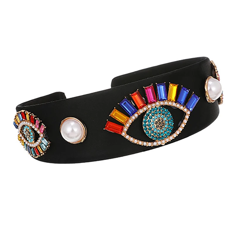 large hair clip ZHINI New Fashion Big Imitation Pearls Headbands for Women Enthic Gothic Color Crystal Hair band Eye Hair Accessories Jewelry hair bows for women Hair Accessories