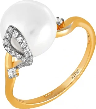 

Примаэксклюзив ring with pearls and cubic zirconia in red gold