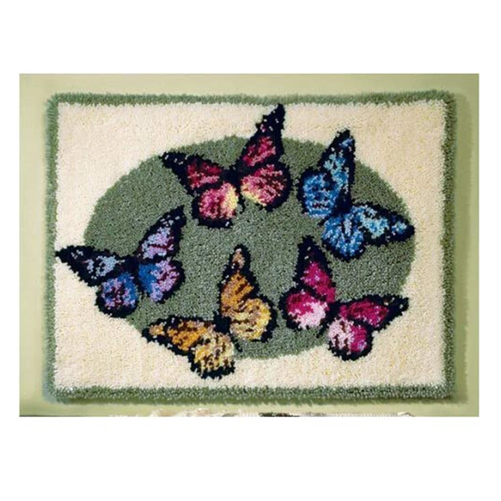 carpet embroidery kit butterfly latch hook rug kits do it yourself needlework button package rugs | Дом и сад