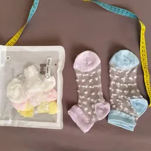 5 par/lote verano calcetines de las niñas precioso punto de cristal de seda NIÑOS Calcetines niños bebé niña de malla transpirable elástico de calcetín de encaje