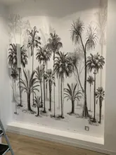 3d Wallpaper Mural Sofa-Background-Walls Rainforest Tropical Sketch Nordic Black White