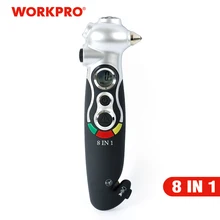 WORKPRO 8 w 1 cyfrowy wskaźnik ciśnienia w oponach element do tłuczenia szkła na ratowanie bezpieczeństwa młotek bezpieczeństwa latarka przecinak pasa bezpieczeństwa