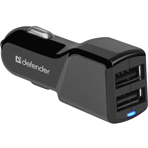 Автомобильный адаптер питания Defender UCA-34 зарядка 3.4А 2 USB-порта, чёрный