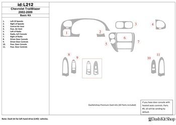 

Interior lining for Chevrolet Trail Blazer 2002-UP. Set L212.