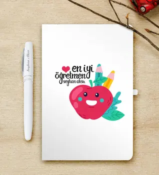 

Personalized Best Teacher White Notebook and Pen Gift Seti-11