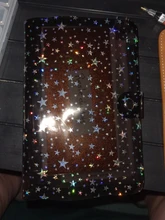 Funda para cuaderno con lentejuelas brillantes A5/A6, carpeta de archivos transparente de 6 anillos, carpeta de anillas de hojas sueltas, suministros de papelería Kawaii