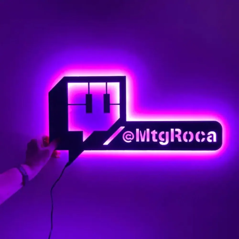 사용자 이름 맞춤 Twitch LED 네온 사인 벽 램프, 게이머 룸 장 맞춤형 게이머 태그, 조명 색상, 모드, 밝기 조절 가능