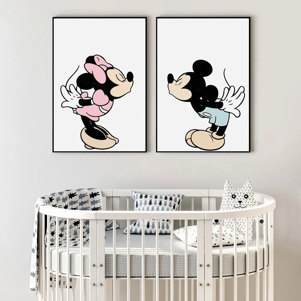 

Disney Mickey Minnie Mouse Cartoons Posters and Prints Canvas Painting On the Wall Amine Disney Pictures for Room Home Decor