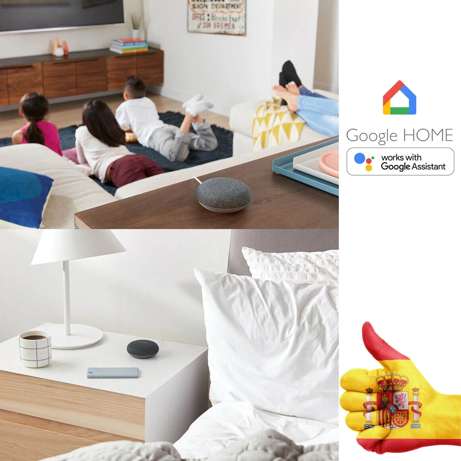 Home segundo Assistente de Voz para Casa Sala de Estar Envio da Espanha Mini Alto-falante Cinza-carbono Google Cozinha Banheiro Quarto - Image 6