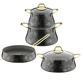 

Brioni Marble Black 7pcs Non-Stick Cookware Sets, Casserole, Cooking Pots and Pan Sets