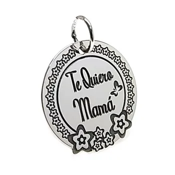 

Pendant 925 Sterling silver m disk I love MAMA floral [AB5436]