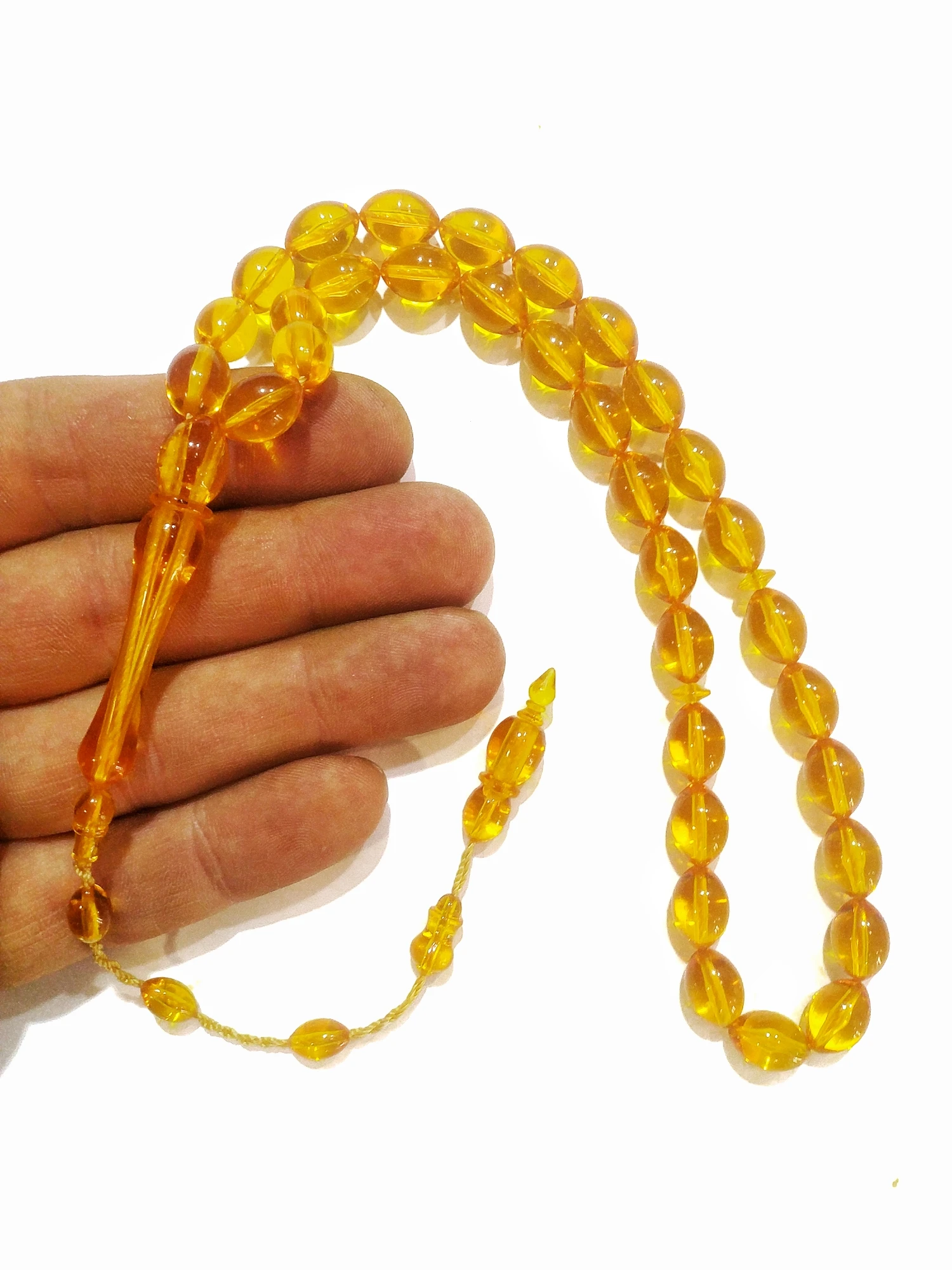 Islamic Tasbih Muslim Rosary Beads 33 Prayer For Men Bracelet, Accessory Musbiha, Imitation Amber Stone, Handmade Turkey 06