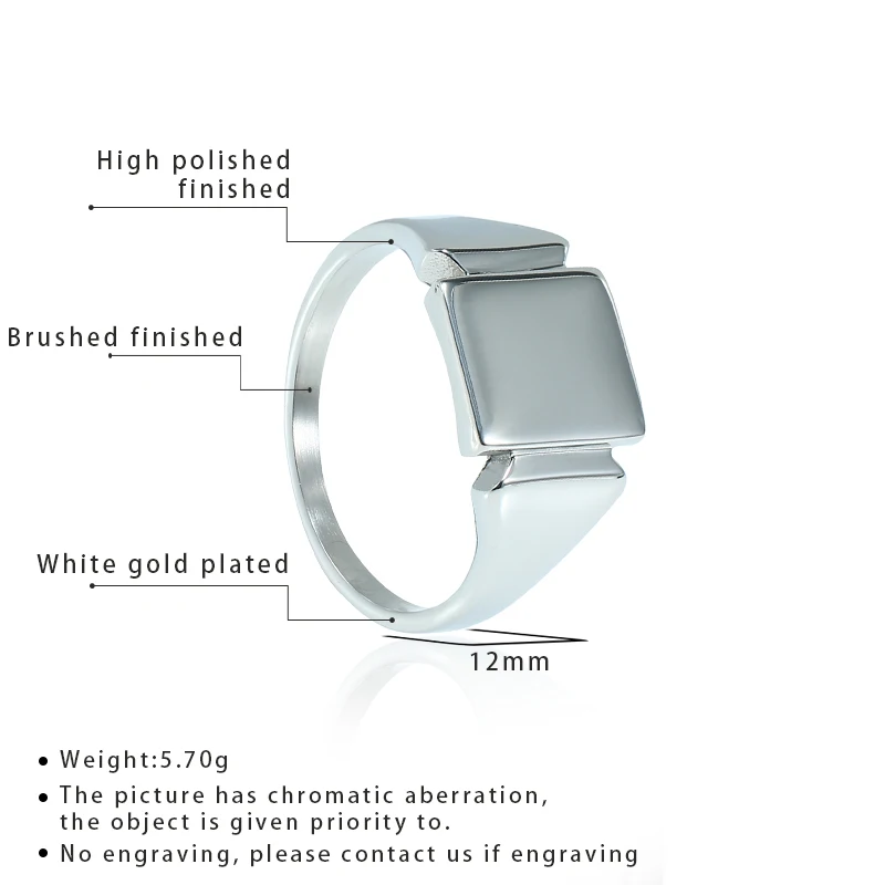 Men Titanium Steel Signet Rings Hand By Mirror Polished Geometric Simple Square finger rings jewelry rings ring jewelry signet ring