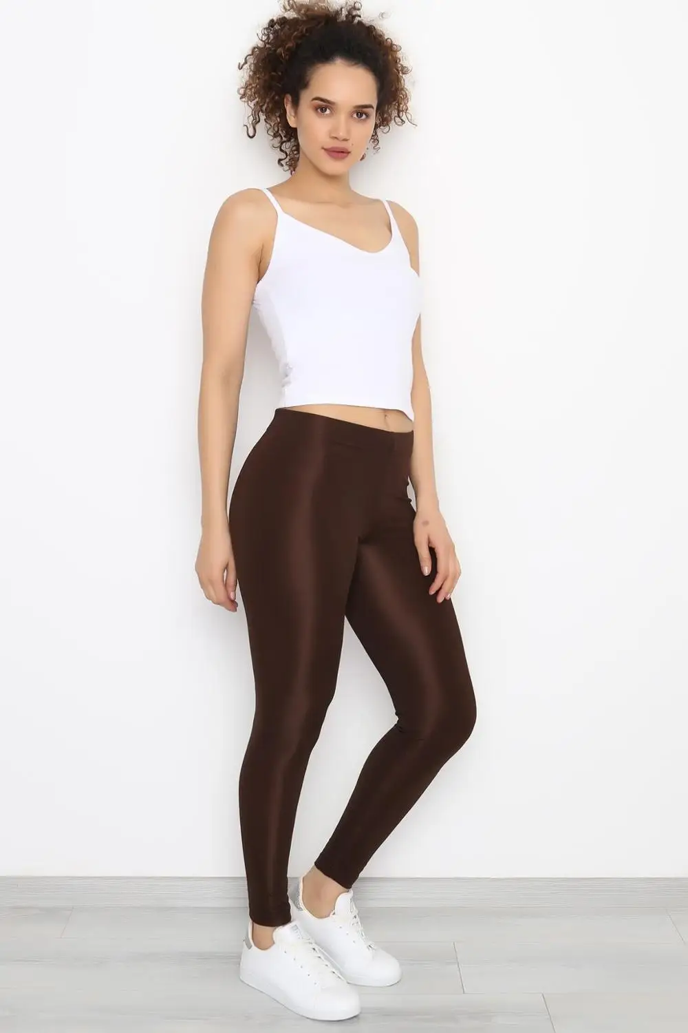 Женские колготки с высокой талией темно-коричневые из спандекса | Женская одежда