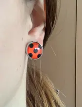 Pendientes de mariquita con Clip para la oreja, aretes de mariquita para Cosplay, circulares, de lunares, regalos de fiesta, joyas de Anime, novedad de 2020