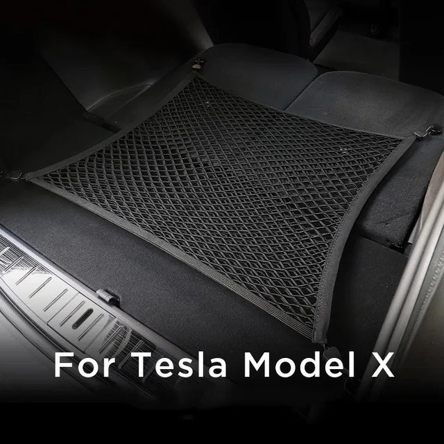 For Tesla Model Y Cargo Bay Holding Net Double Layer Mesh Trunk Storage  Organizer & 4 Pieces Fixing Hook - AliExpress