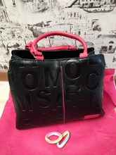 Bolso de mano de piel sintética con letras para mujer, bolsa de mano de gran capacidad, de diseñador, a la moda, color negro