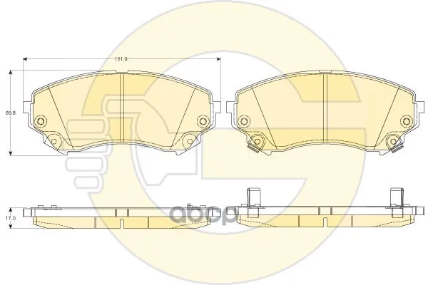 Колодки Тормозные Cadillac Cts 08- Передние L=162 Мм. Girling 6144566 Girling арт. 6144566
