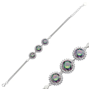 

Silver 925 Sterling Mystic Topaz Zirconia stone Bracelet