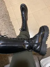 Botas hasta la rodilla de piel sintética con plataforma gruesa para Mujer, botines largos con cordones, con cremallera, estilo Punk, Chelsea, 2020