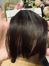 XINRAN-flequillo postizo de pelo sintético, extensión de cabello con Clip, flequillo de aire, negro y marrón