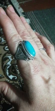 Vintage Antique Natural Stone Ring Fashion Jewelry Blue turquoises Finger Ring For Women