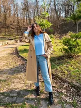 Gabardina larga X holgada de estilo coreano para mujer, abrigo de doble botonadura con cinturón, manto de dama, rompevientos, prendas de vestir de primavera y otoño, color gris