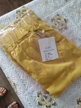 Pantalones harén de algodón para mujer, pantalón vaquero informal combinado con cintura elástica, de talla grande, amarillo y blanco, D321, novedad de verano