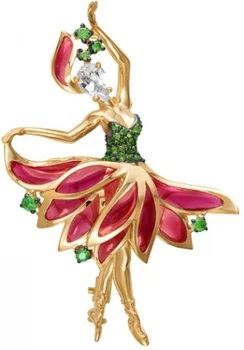 

Diamonds Kostroma brooch with sapphire, diamond and enamel in red gold