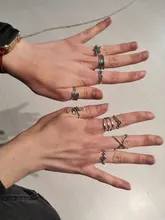 IF ME-Conjunto de anillo de serpiente para dedo Vintage para mujer, anillos para articulaciones de nudillo de Metal étnico geométrico, joyería femenina