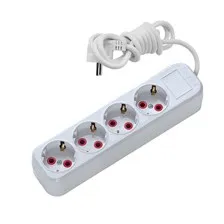

PnpnElectric Ayka White 4 Gang Grounded Group Plug Socket 5mt Cable 1P + N + GND 16A Plastic IP44 portable Usage