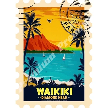 

Hawaii souvenir magnet vintage tourist poster