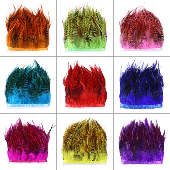 

Natural Rooster Feathers trim fringe for crafts plumes 10-15cm Decorative feathers ribbon DIY Dresses clothing Party Accessory