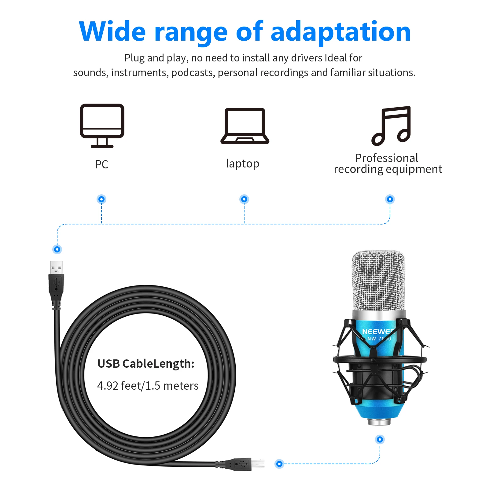 Usb микрофон Neewer для Windows и Mac с подвеской ножничной подставкой ударным креплением