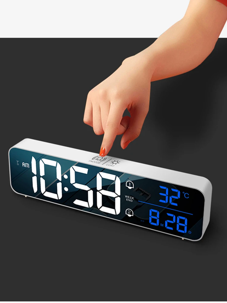 FM-радио, светодиодный цифровой смарт-будильник, часы, настольные ...